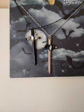 Sword Pendant Necklace - Black and Silver - Unbranded